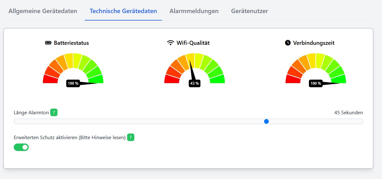 Auswahl erweiterter Schutz Cleveralarm