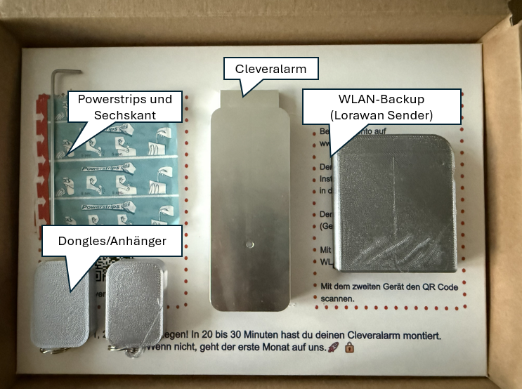 CleverAlarm, Montagepad, Batterie, Anleitung
